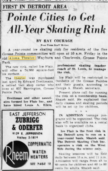 Aloma Theatre - Converted To Ice Skating Rink Oct 29 1954 (newer photo)